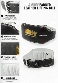 Gorilla Wear - 6 Inch Padded Leather Lifting Belt - Black/Gold